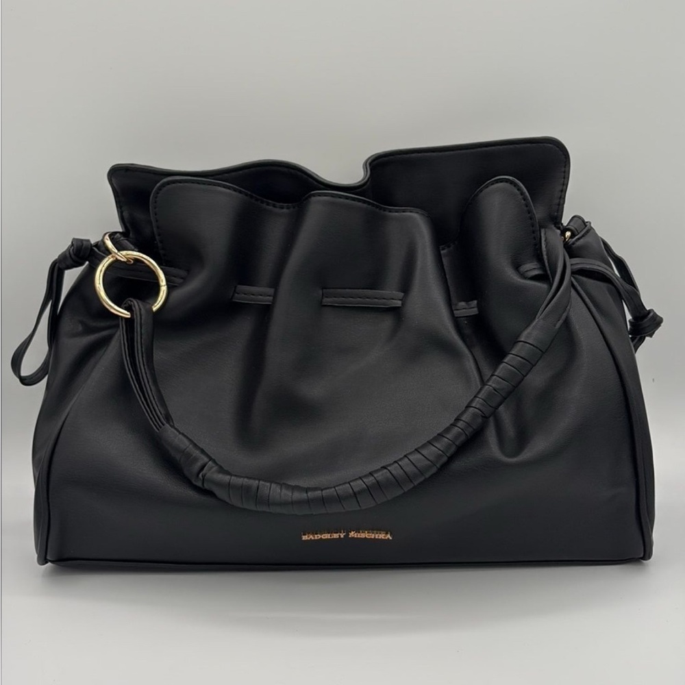 Badgley Mischka Black Shoulder Bag with Gold Accents